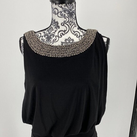 EUC Cachet Beaded Neck Keyhole Back Drop Waist Black Dress. Formal, Prom. Size S - Picture 3 of 10